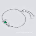 Hot Selling Jewelry S925 Silver Adjustable Bracelet Emeralds